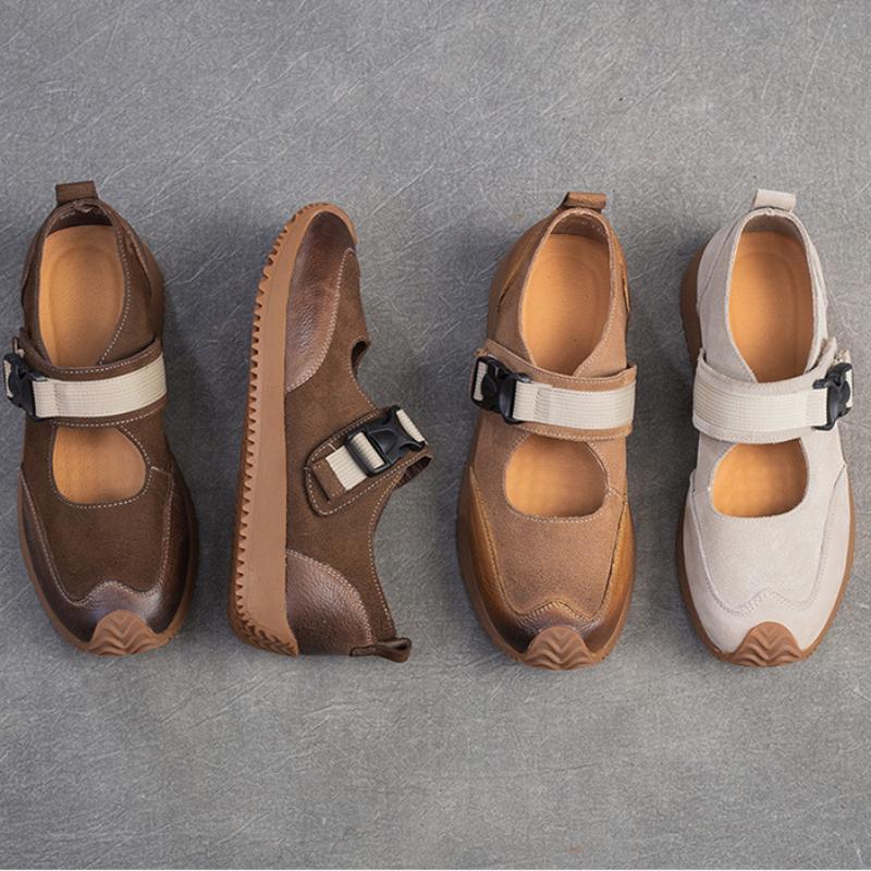 Johanature Retro Lightweight Flats Genuine Leather Casual Comfort Versatile Women's Shoes