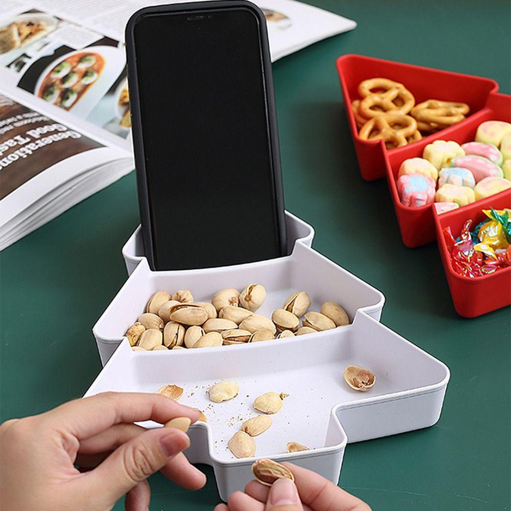 3 komory Talerz na świąteczne przekąski Plastikowy Duża pojemność Plastikowa miska na słodycze Kształt choinki Artykuł domowy Talerz na owoce Dom