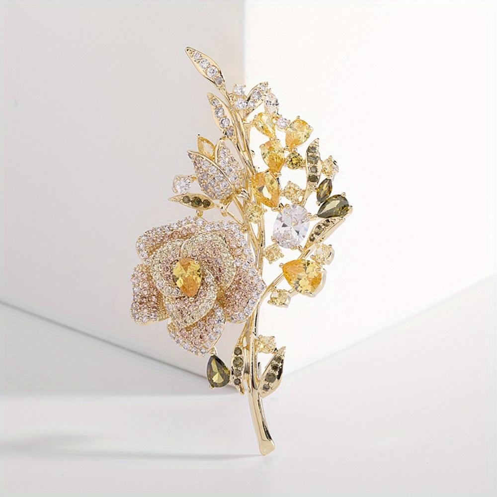 

[Luxury Brooch] Luxury Elegant 1pc Sexy Vintage Women s Banquet Evening Dress Brooch, Flower Shape, Synthetic Zirconia and Copper | for Thanksgiving D