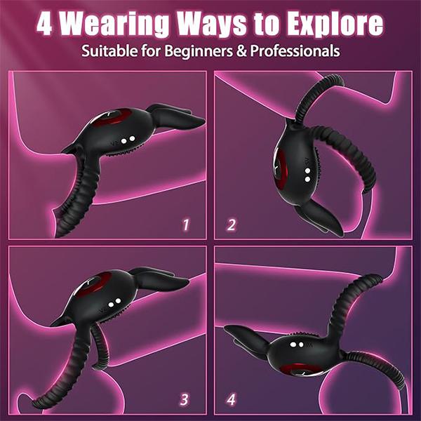 4 W 1 Męski Wibrator Pierścień Penisa Wibrujący Pierścień Penisa 10 Wibratorów Penisa Uszy Króliczka Łechtaczka i Punkt G Wibrujące Zabawki Dorosłe Pary Seks Zabawki