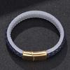 NEW Men Jewelry Braided Leather Bracelet Gold Color Stainlees Steel Bangles Jewellery Gift