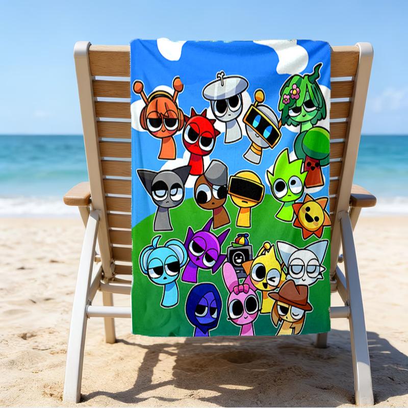 Proof Beach Towel with a Sprunki1 Pattern - Soft,absorbent,quick-drying,machine Washable - Perfect for Swimming,camping,bathing