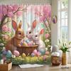 Easter Bunny Shower Curtain Machine Washable All Season Waterproof Privacy Protection Spring Design Cuteenhancespatialaesthetics