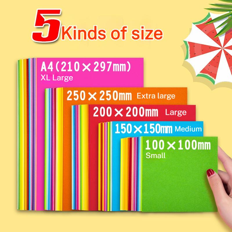 Square Origami Paper Double Sides Solid Color Folding Lucky Wish Paper Crane Multicolor Handmade DIY Scrapbooking Craft Decor