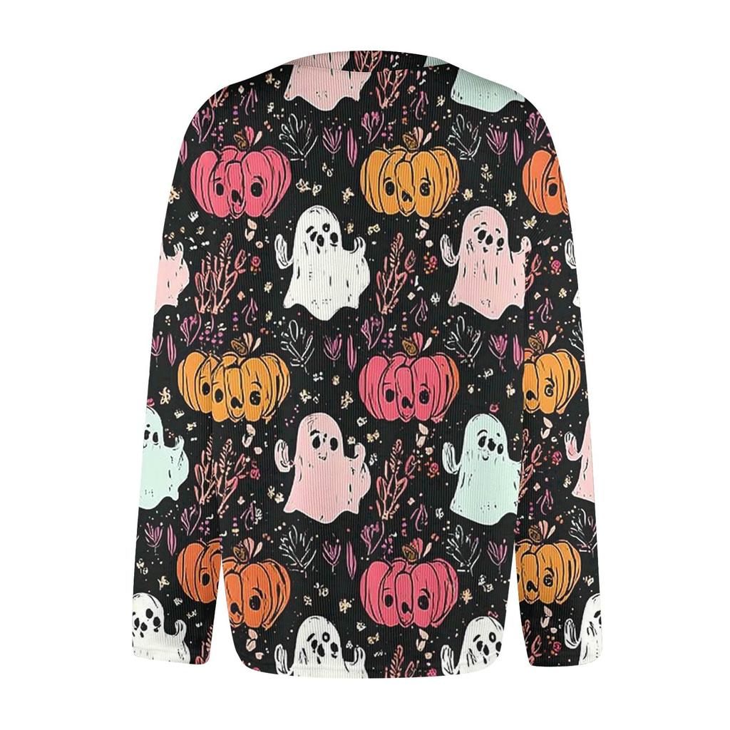 Modische, bedruckte Strickjacke mit langen Ärmeln und Knopfleiste für Damen