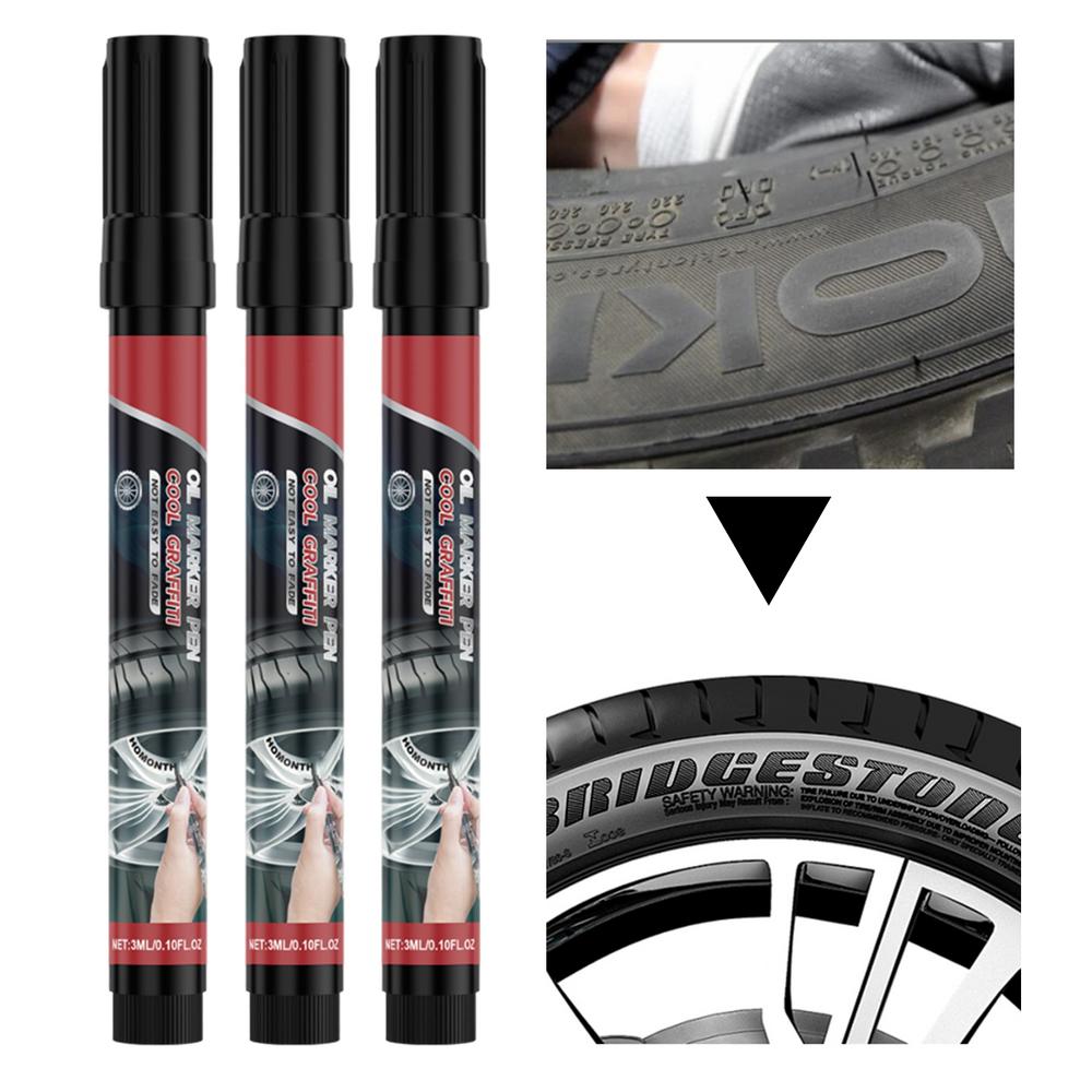 Černá popisovací tužka na pneumatiky auta Popisovač na kola 3X Odolný proti opotřebení Auto příslušenství Kreativní popisovací tužka na pneumatiky