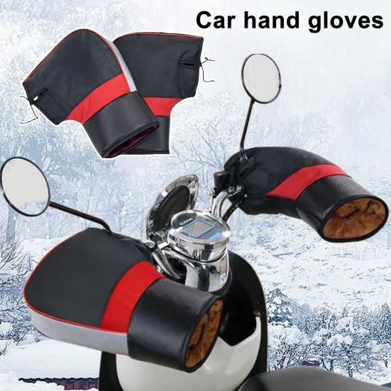 Universal Motorcycle Handlebar Gloves Windproof Snowmobile Handle Bar Muffs Winter Motorbike Hand Mitts with Reflective Strips