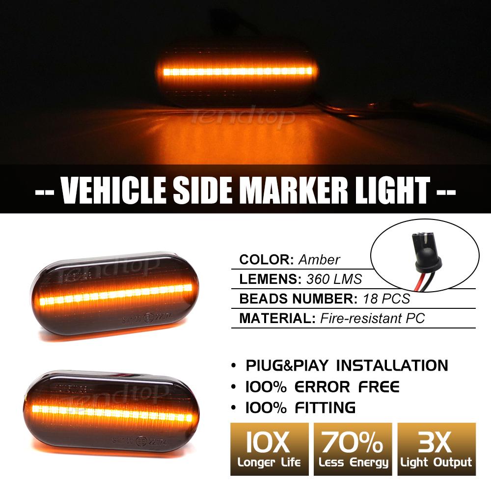 2Pcs Dynamic Side Marker Turn Signal Sequential Blinker Indicator Light for Volkswagen VW Golf Golf3/4Bora Bora/Passat/Lupo/Polo