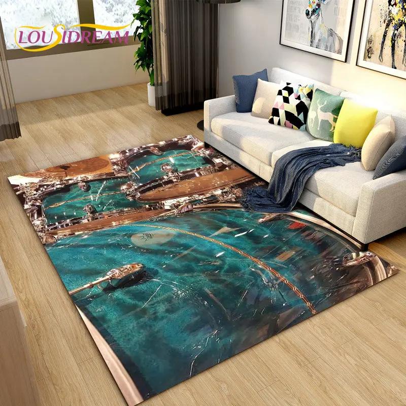 Drum Kit Music Instruments Area Rug Large,Carpet Rug for Living Room Bedroom Sofa Doormat Decoration,Kitchen Non-slip Floor Mat