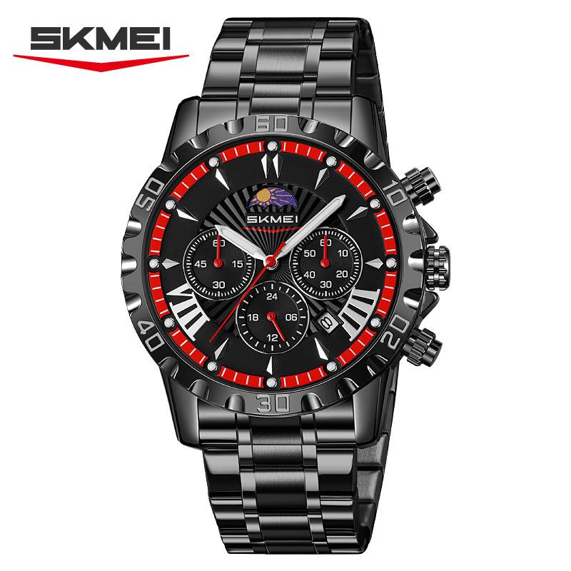 Luxury Golden Watch for Men Fashion Waterproof Male Wristwatch Moon Phase Quartz Men's Watches Relogio Masculino