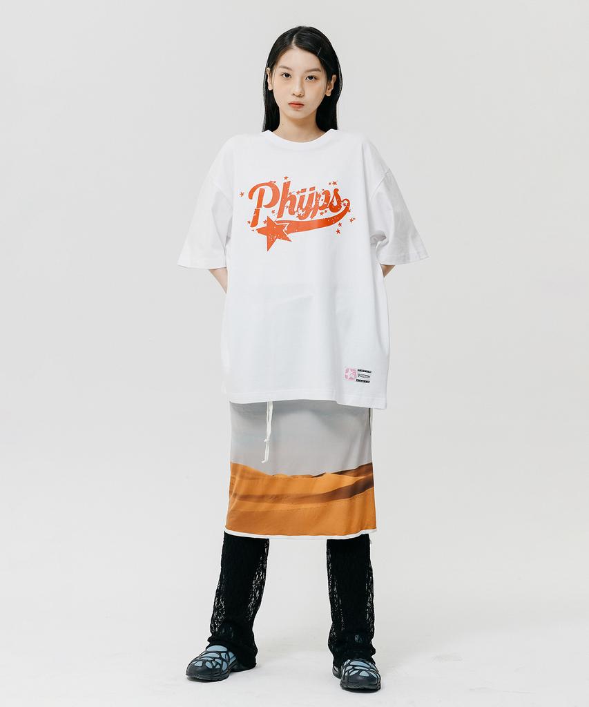 PHYSICAL DEPARTMENT Scatter Startail Short Sleeve T-Shirt_White/Red