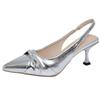 Baotou sandals women's new silver pleated single shoes stiletto pointed fashion high heels with skirt