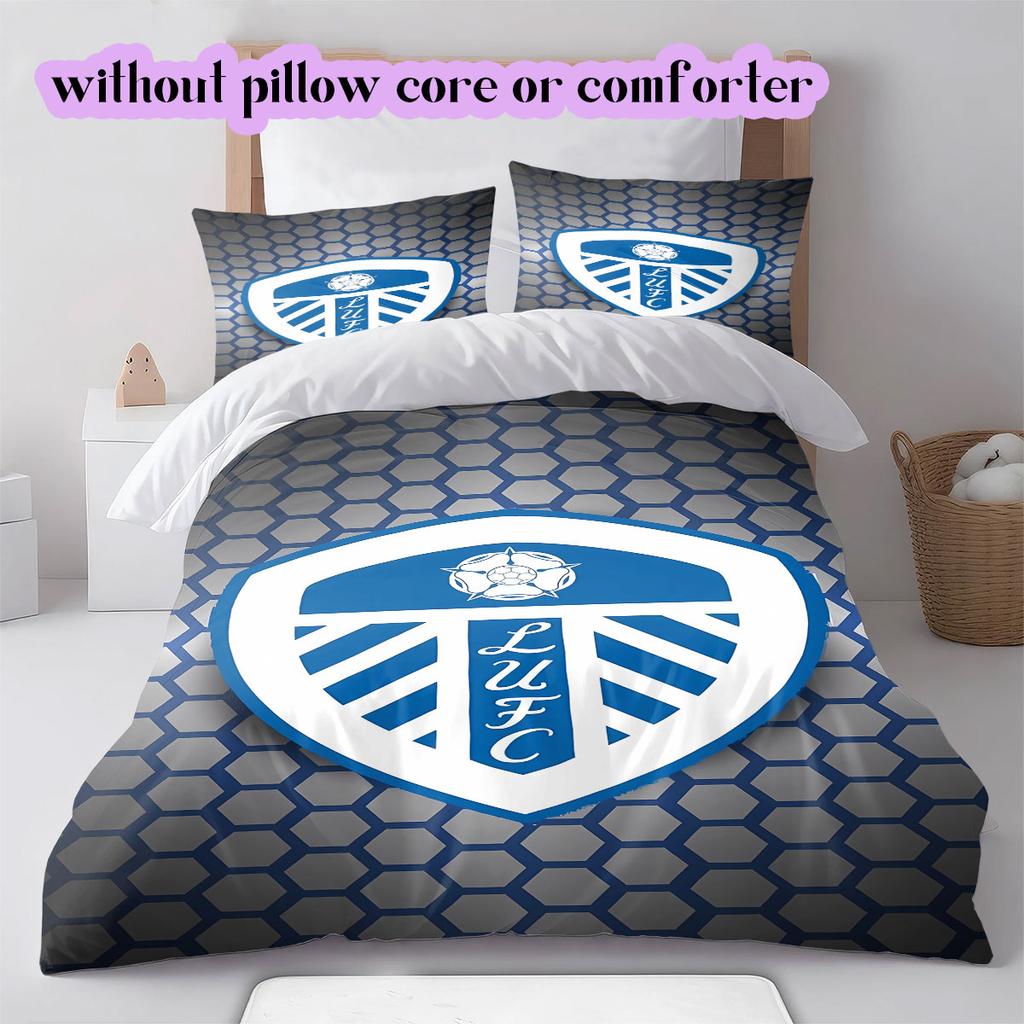 Leeds United Pattern Bedding,Quilt Set Quilt Cover Pillowcase Home Birthday Gift (1*duvet cover+2*pillowcase,without core)