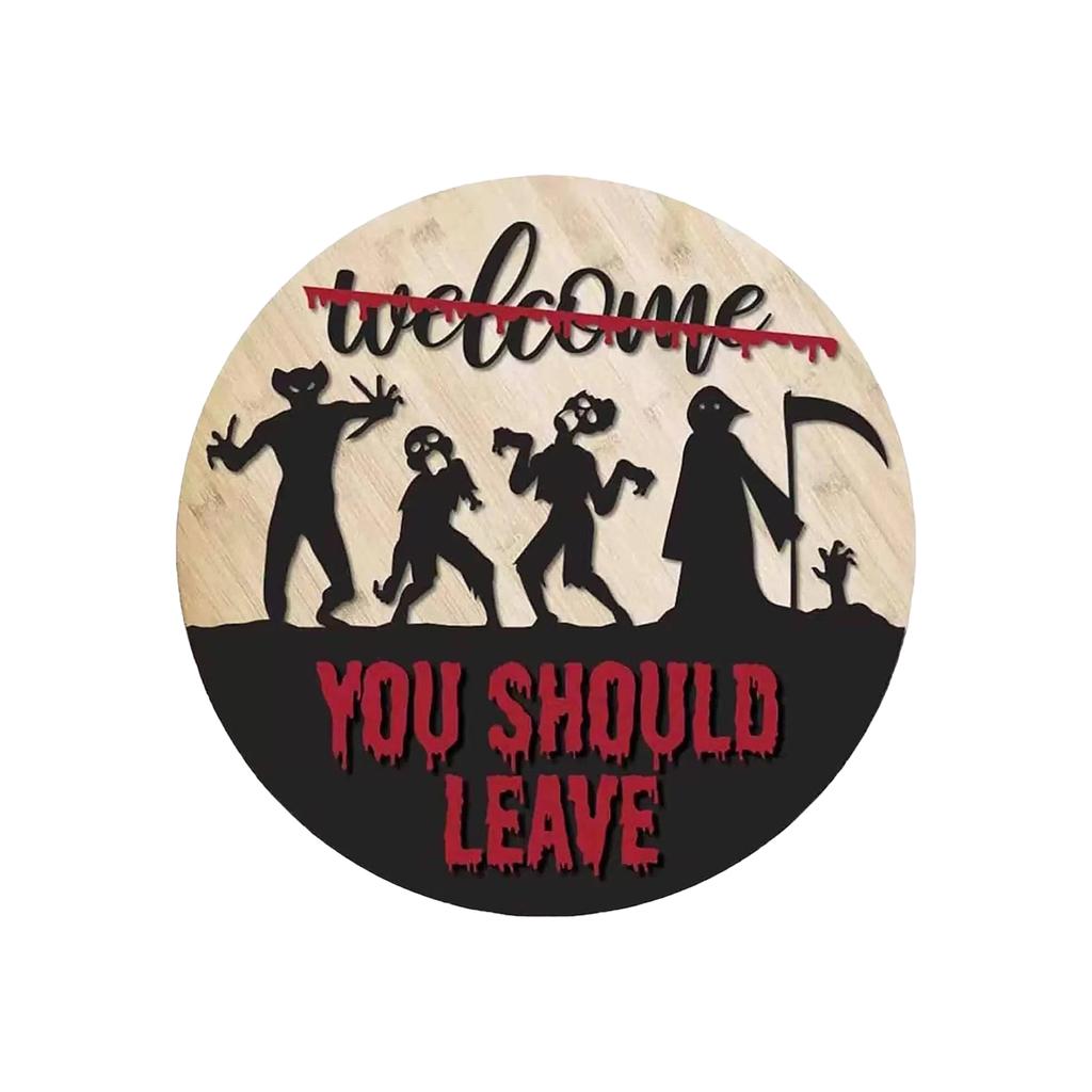 Halloween Wooden Hanging Sign for Home Yard Front Door Party Atmosphere Decoration Suitable for Indoor Outdoor Use