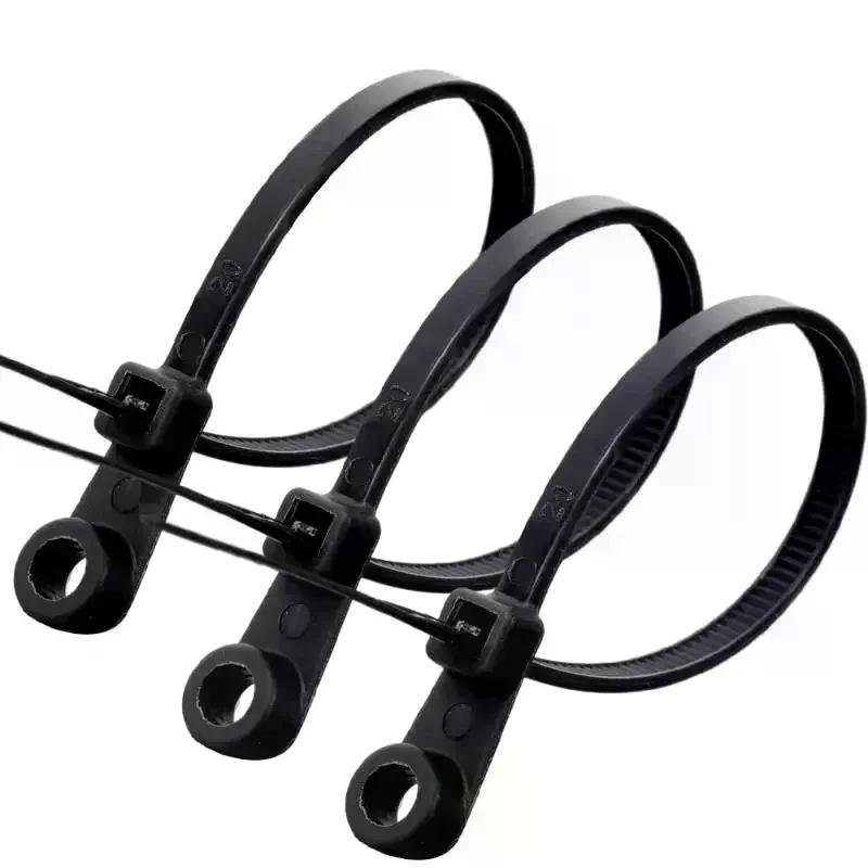 100PCS Screw Hole Cable Ties Reusable Fixed Nylon Cable Ties Self-locking Cord Ties Straps Fastening Loop Office Organizer