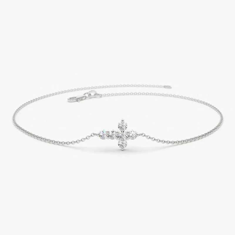

Anziw 925 Sterling Silver Cross Bracelet Certified 2.5mm D Color Moissanite Bracelet for Women Men Jewelry Adjustable Chain Gift 16.5-21.5cm&2.5mm moissanite