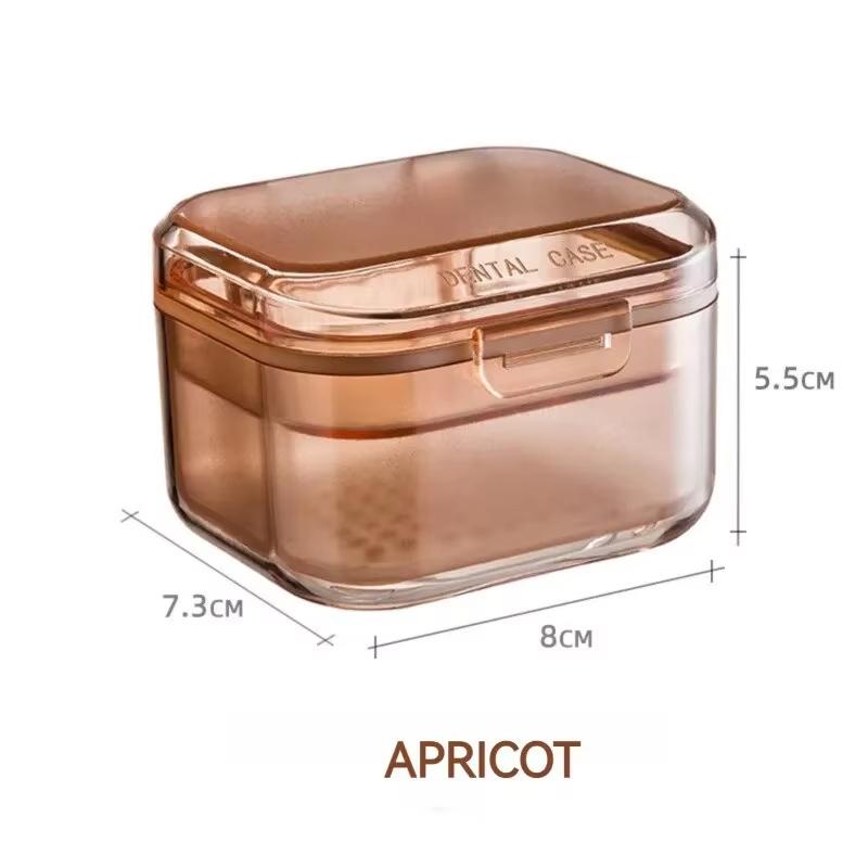 1PC Portable Denture Case Orthodontics StorageBox Denture Bath Box Cup with Strainer Basket for Travel Cleaning Mouth Guard Case