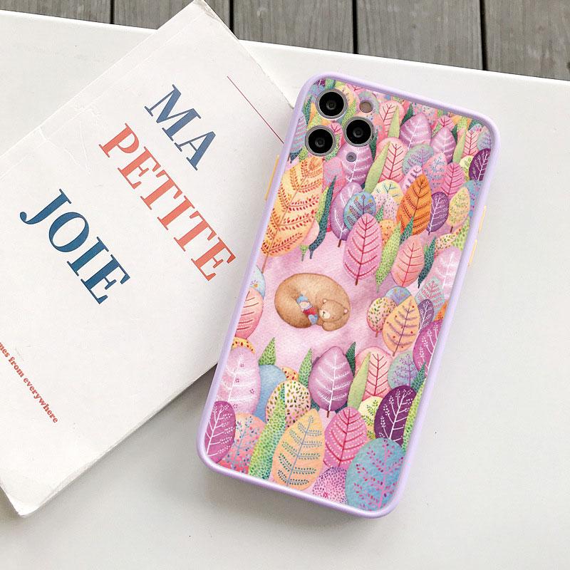 Colorful Tropical Forest Leaves Trees Hand Printed Phone Case For iphone 7 8 Plus SE 2020 11 12 13 14 Pro Max X XS XR Back Cover