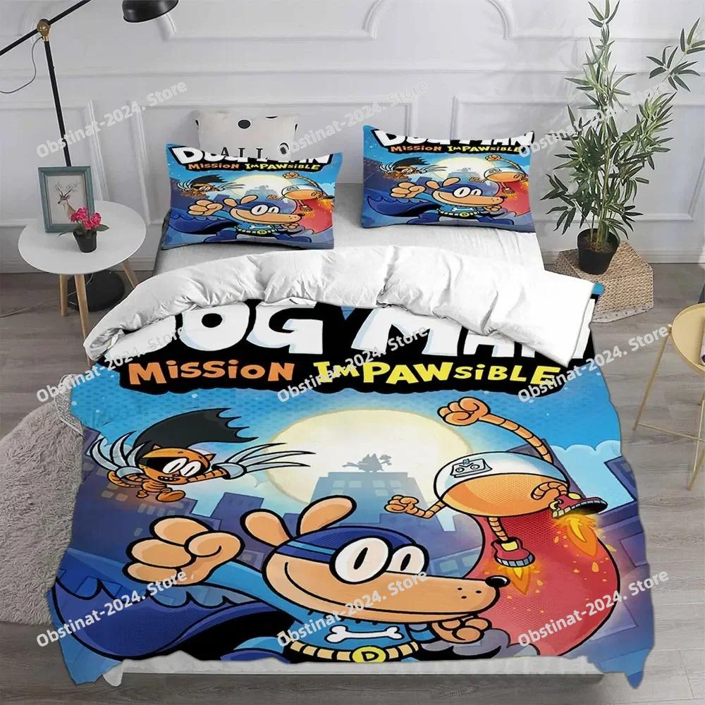 Dog Man Comforter Pillow Case Bedding Set Printed Bed Set Duvet Cover Sheet Pillowcase Bed Soft Quilt Cover Full Queen King Size