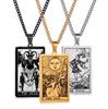Stainless Steel Tarot Card Pendant Necklace - Retro Men's Long Chain