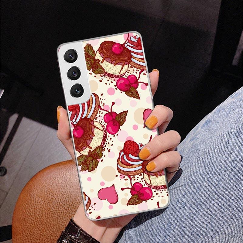 Macaron Eiscreme Kuchen Donut Handyhülle Für Samsung Galaxy S24 S25 Edge S26 Ultra S23 S22 S21 Plus S20 FE + Personalisierter Aufdruck