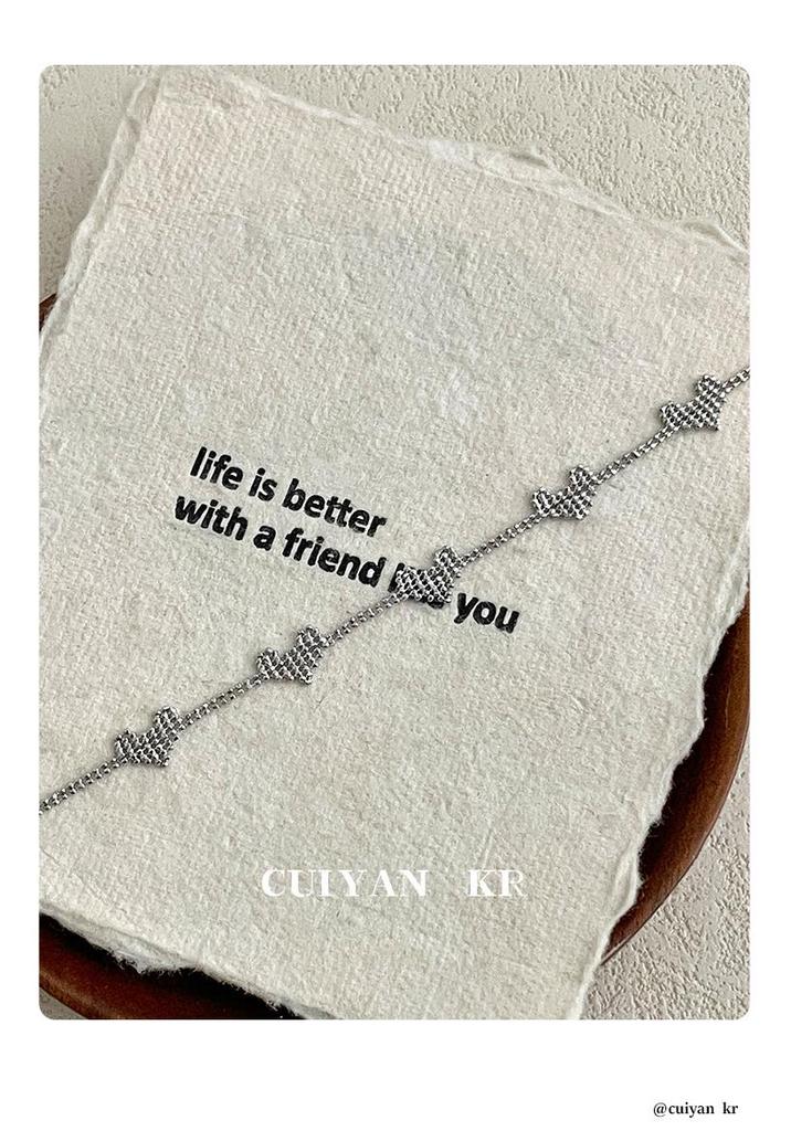 Cui Yan S925 Sterling Silver Korean Laser-Cut Heart Bracelet for Women - Simple, Light Luxury Fine Jewelry