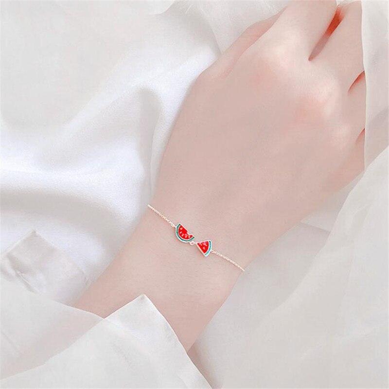 Ny Kreativ Enkel Søt Vannmelon Mote 925 Sterlingsølv Smykker Personlighet Søte Epoksy Frukt Armbånd Sl076