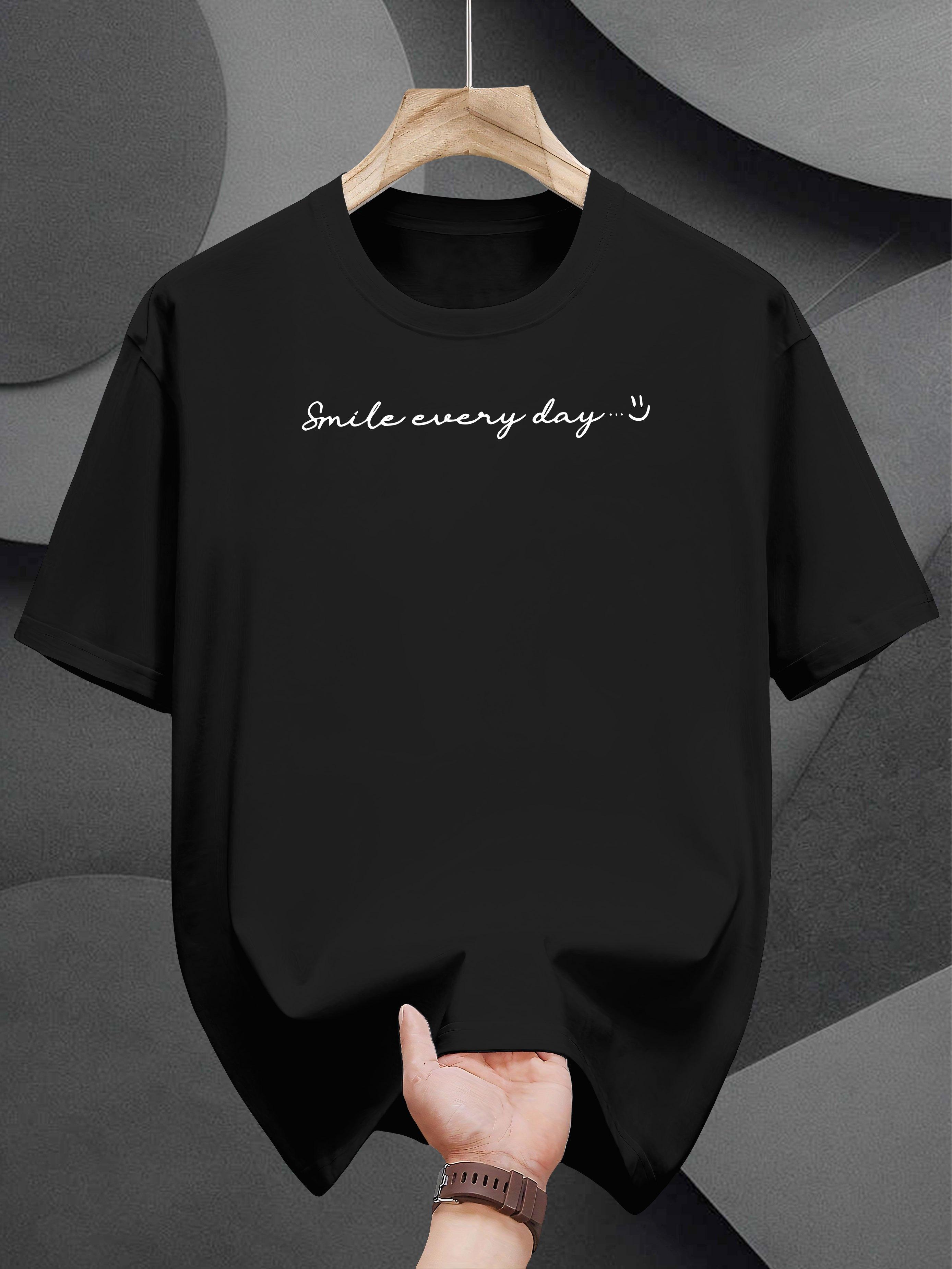 T-shirt with Smile Every Day Print - Black Casual Summer Tee S