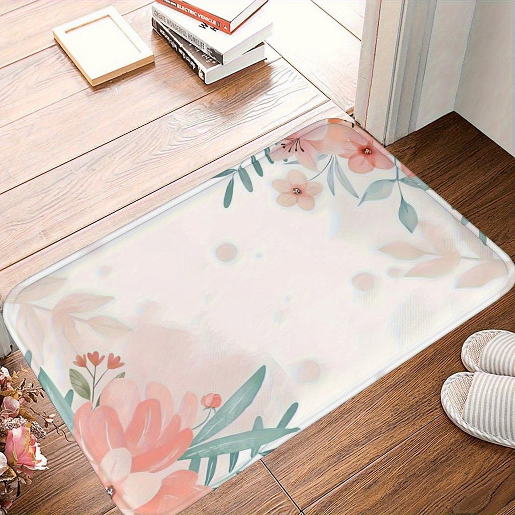 Watercolor Surround Floral Entry Door Mat Entryway Anti Slip Floor Mat Macaroon Color Soft Warm Decorative Carpet