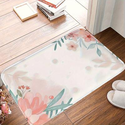 Watercolor Surround Floral Entry Door Mat Entryway Anti Slip Floor Mat Macaroon Color Soft Warm Decorative Carpet