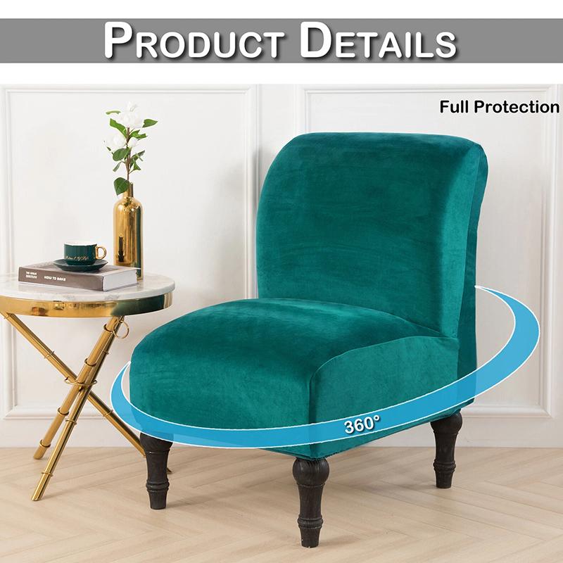 1Pc Solid Color Fashion Armless Accent Chair Cover DIY Polyester Fiber Stretch Slipcovers Protector Velvet Single Sofa covers