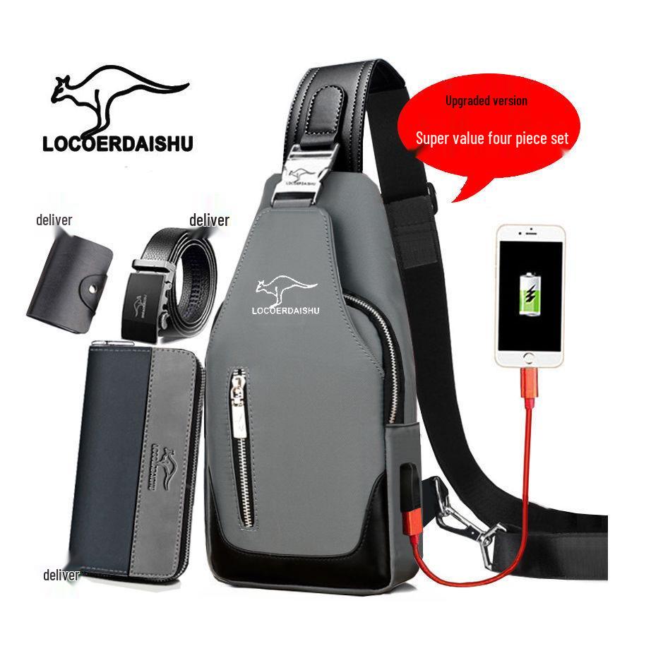 Men's Waterproof Oxford Cloth Crossbody Chest Bag - Korean Style, Trendy, Wear-Resistant, Single Shoulder Bag