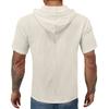 Men'S Casual Short Sleeved Hooded Top Buttoned Open Neck T-Shirt