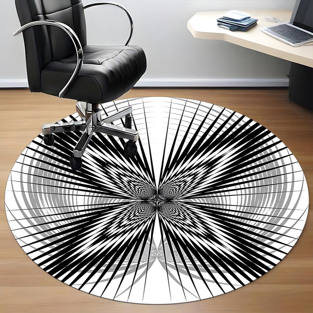 1pc Geometric Circle Pattern Chair Carpet for Office Non Slip, Machine Washable Rug for Office, Room Holiday Decor for Christmas, Birthday Polyester