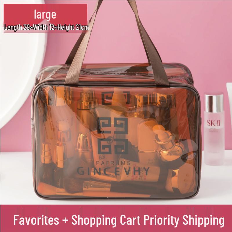 Transparent Waterproof Cosmetic Bag - Large Capacity Travel Toiletry Organizer for Women