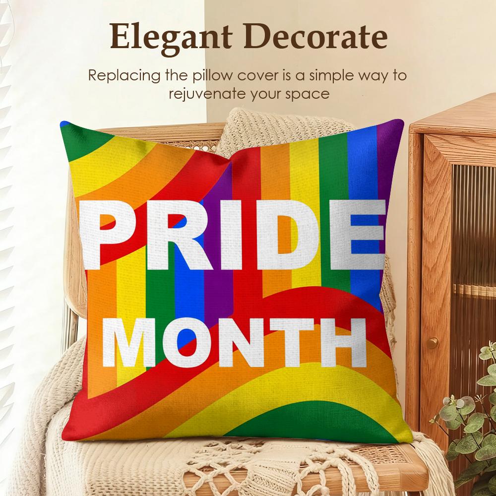 Cool Lgbt Pattern Cushion Cover Natural Linen Organic Fabric DoubleSided Printing Sofa Home Decor Gift Pillow Case