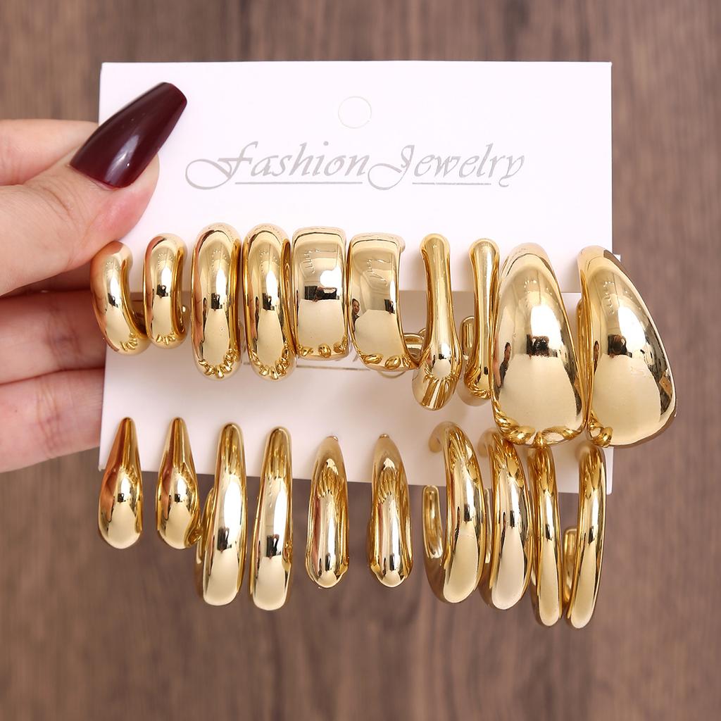 Hot-selling geometric ring earrings set personalized exaggerated resin earrings glossy earrings