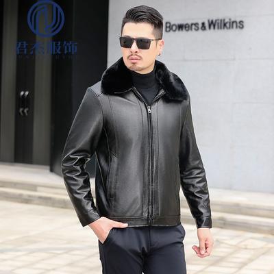 Zimowa nowa, pluszowa męska kurtka skórzana dla mężczyzn w średnim wieku i starszych ojców