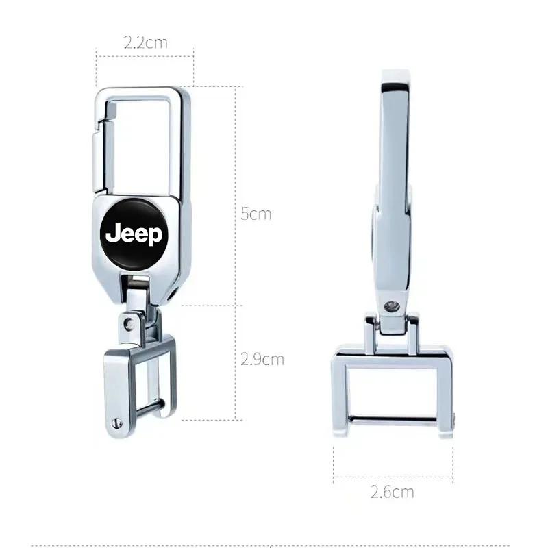 For Jeep Car Anti-Lost Metal Keychain 3D Styling Badges Key Ring For Jeep Grand Cherokee Wrangler JK Gladiator Compass Renega