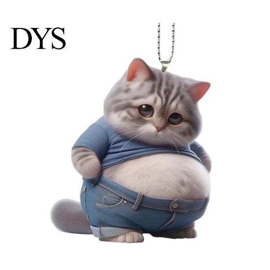 Fat Belly Cat Decor Automobile Pendant Car Ornament Lightweight Colorful Decoration Acrylic Hanging Mirror Windows Bags Striking