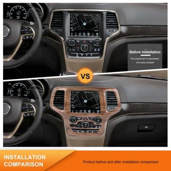 Wood Grain Dash Radio Navigation Panel Cover For Jeep Grand Cherokee 2014-
