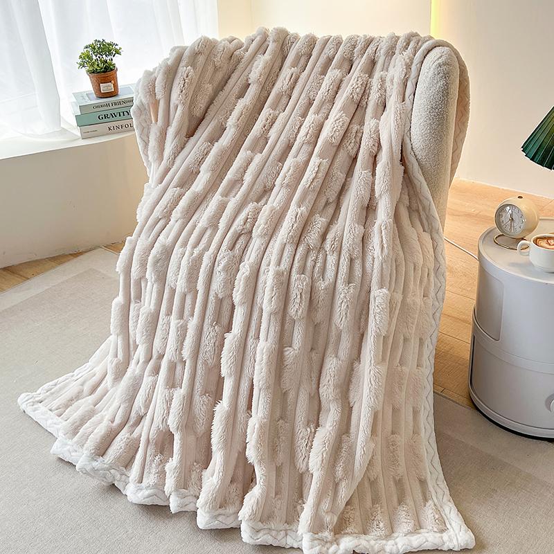 Cozy Soft Faux Rabbit Fur Throws Blanket for Couch Spring Autumn Warm Slub Velvet Bed Blanket Lightweight Office Nap Plush Plaid