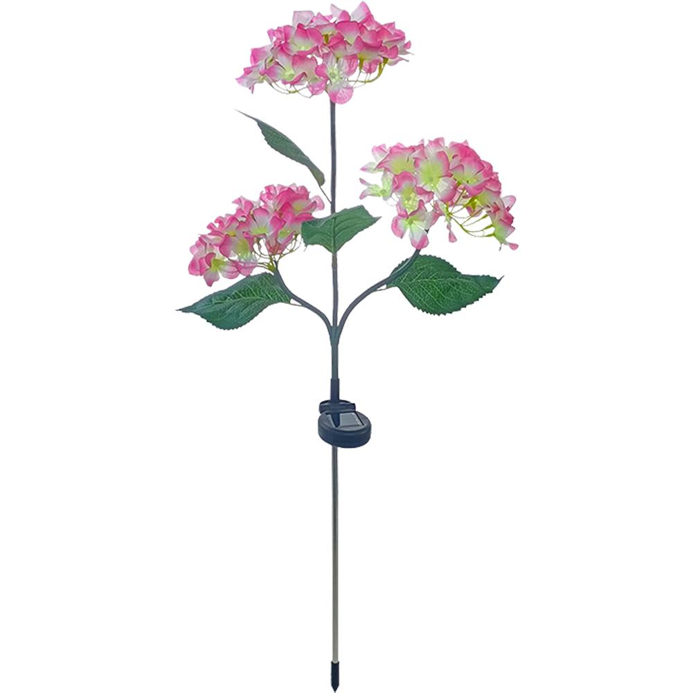 3 Heads Hydrangea Ground Light Waterproof LED Solar Lawn Decorative Lights Adjustable Iron Wire Simulated Bendable for Courtyard