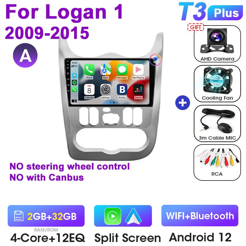 2 Din Android 12 Car Radio For Renault Logan 1 Sandero 2009-2015 Largus Dacia Duster Multimedia Video Player Carplay Auto Stereo