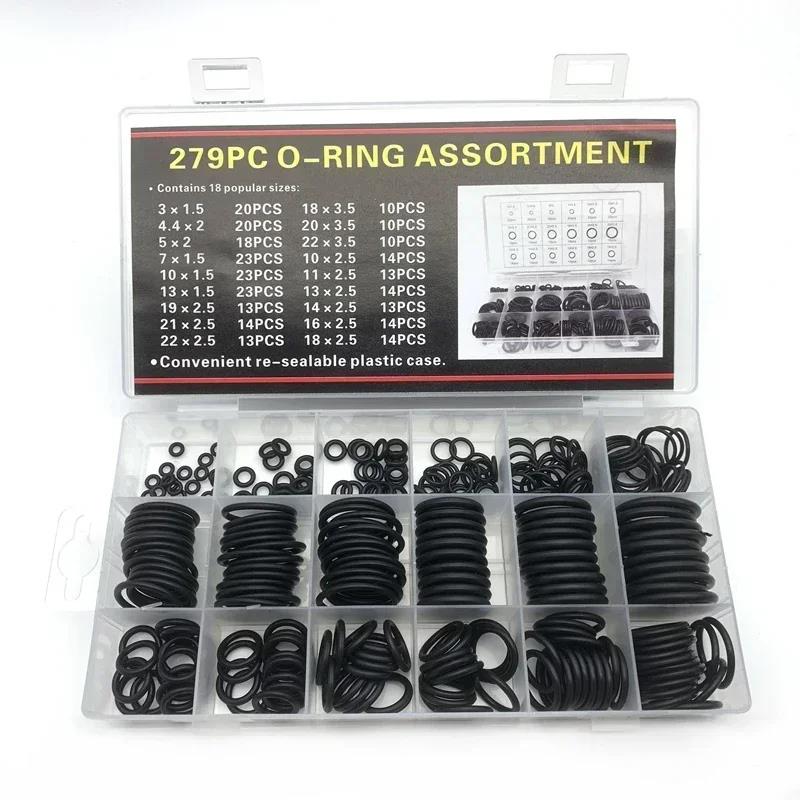 279 Pieces of NBR Sealing Kit Rubber Ring CS 1.5-3.5mm Outer Diameter 3-22mm Water Pipe Air Conditioner Leak Proof Repair Box Oil Drain Plugs 3