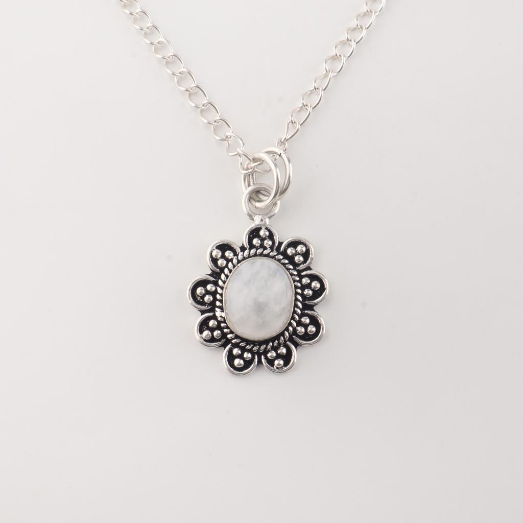 Natürlicher Regenbogen-Mondstein Edelstein 925 Sterlingsilber Damenschmuck Eleganter Anhänger 1,37" CP-40-34