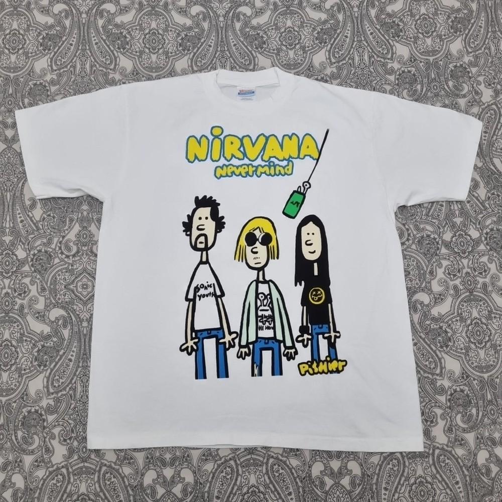 Vintage Nirvana Nevermind Band Tee 90s Kurt Cobain Graphic Print Size XL