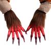 Unisex Cosplay Gloves Spooky Wolf Claw Shape Rubber Gloves Halloween Mittens with Long Nails for Carnivals Party