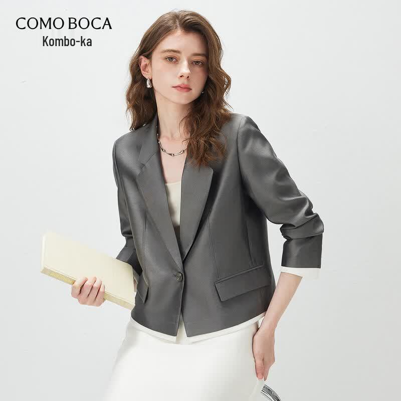 Kemengboka Women s Mulberry Silk Wool Long-Sleeve Blazer 2XL