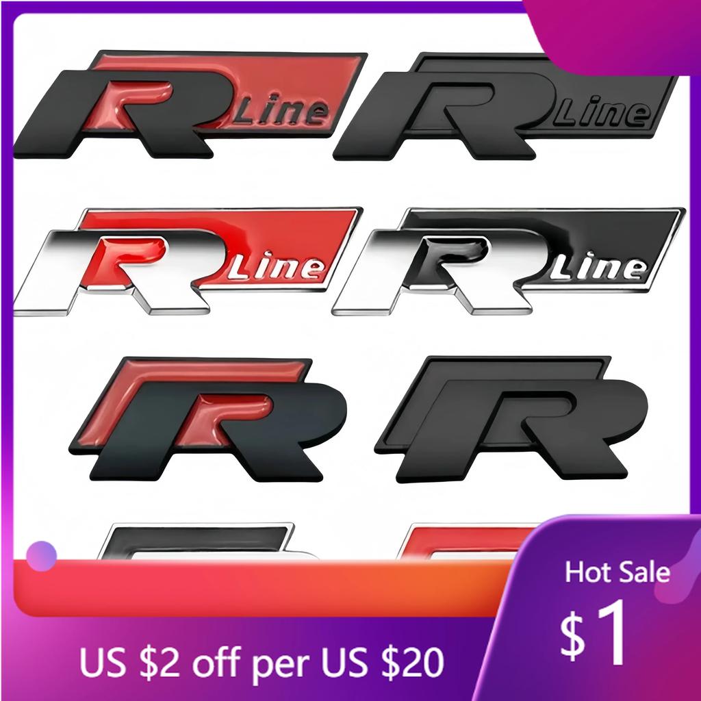 For VW 2025 Hot 1Pcs Metal Car Side Body Trunk Rline R Emblem Sticker For Volkswagen VW Golf 4 5 6 7 Bora MK7 Beetle Touran Tigu